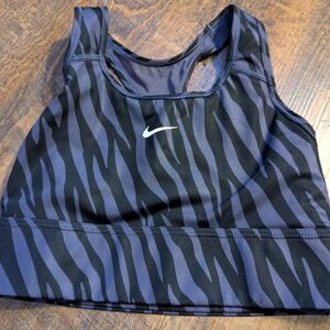 Nike Women’s Black & Deep Purple Zebra-Print Medium Support Sports Bra